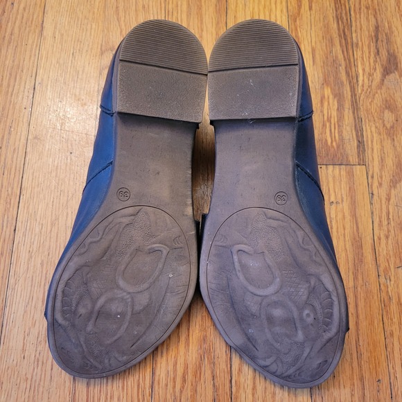 Bueno 8.5 9 Black Leather Cutout D'Orsay Flats 39 Peep Toe Retro Western TANNER - Picture 7 of 8